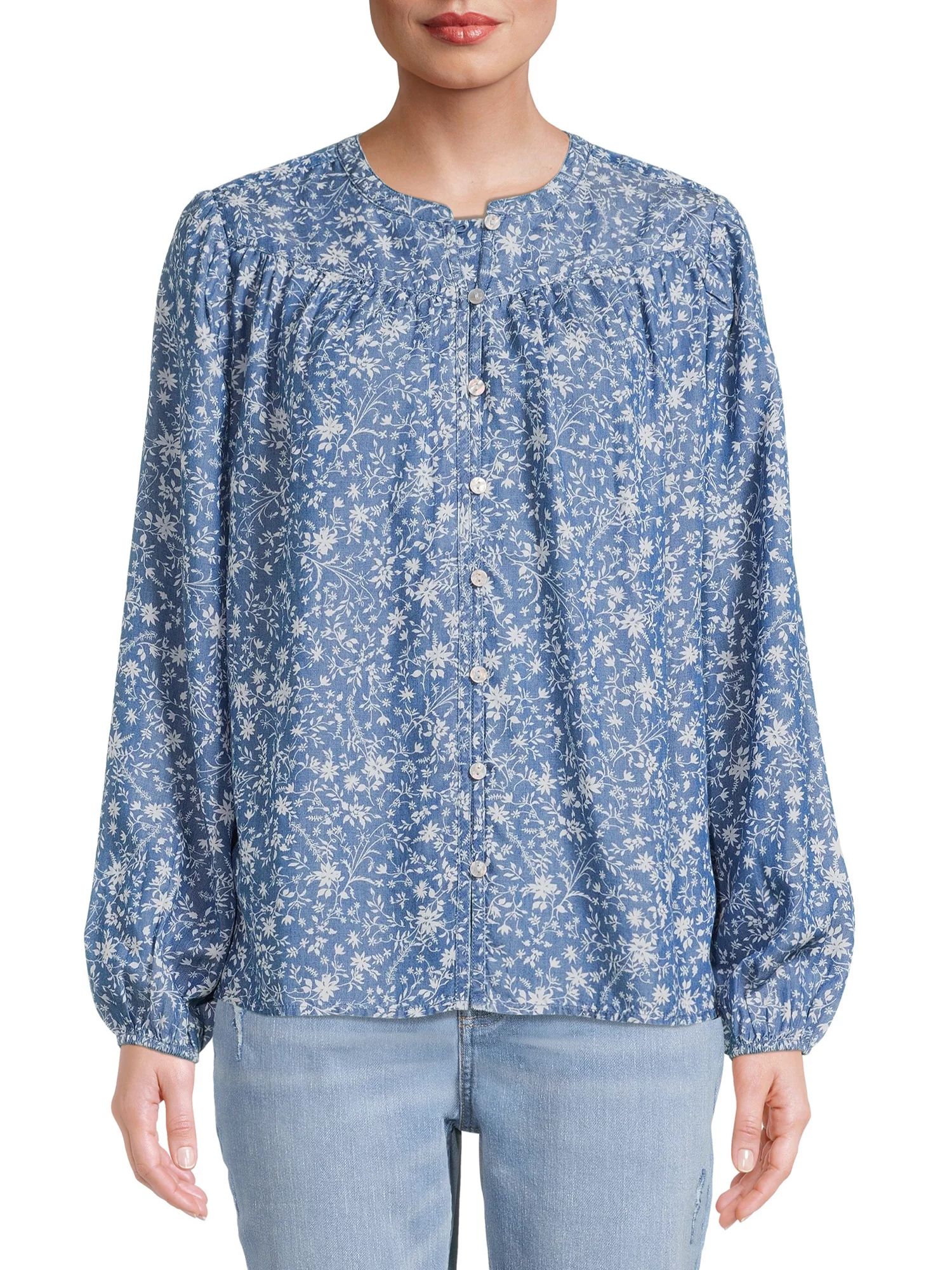 Time and Tru Women's Puff Sleeve Popover | Walmart (US)