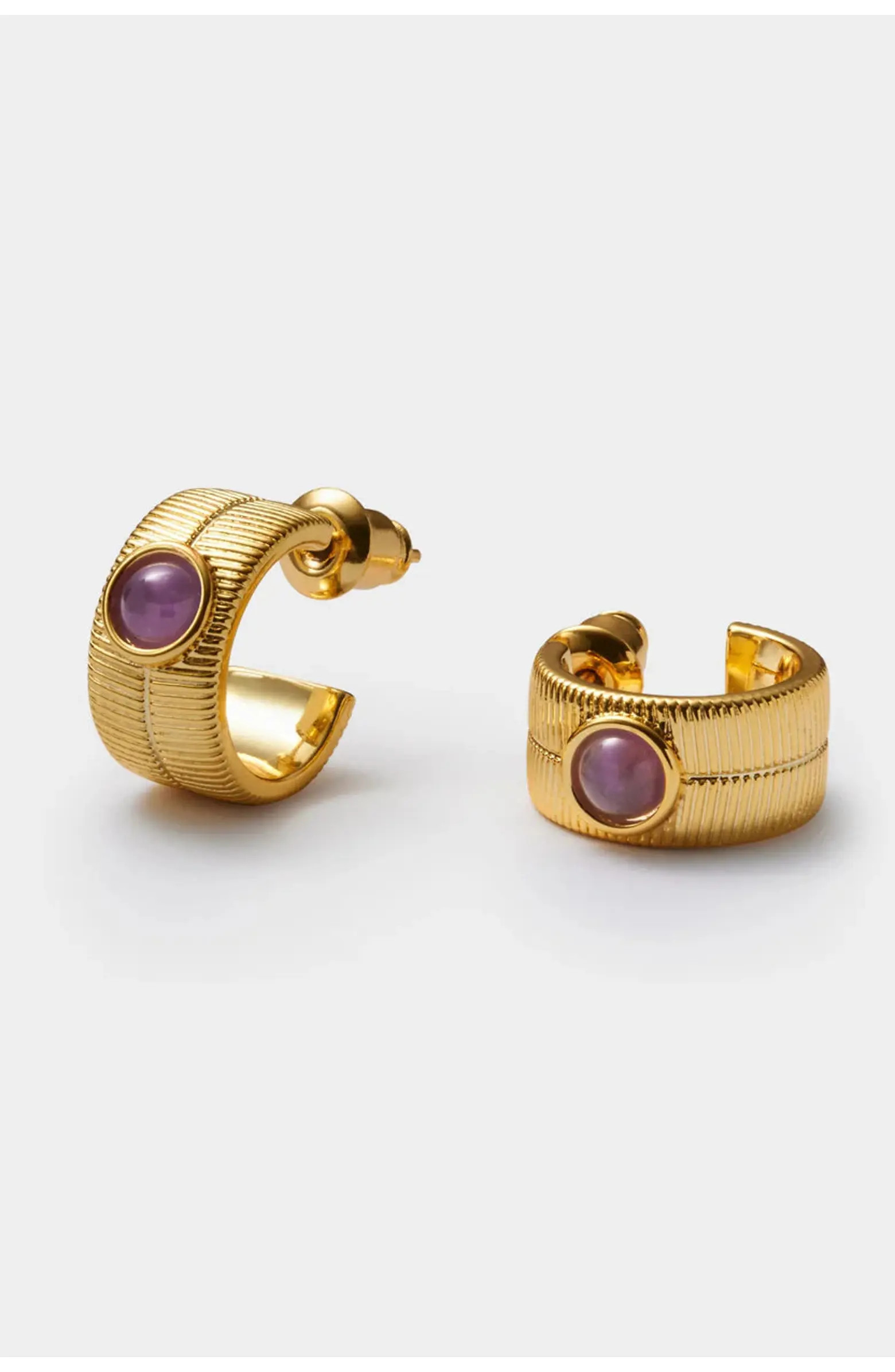 'February' Waterproof Gold Birthstone Hoop Earrings | Nordstrom