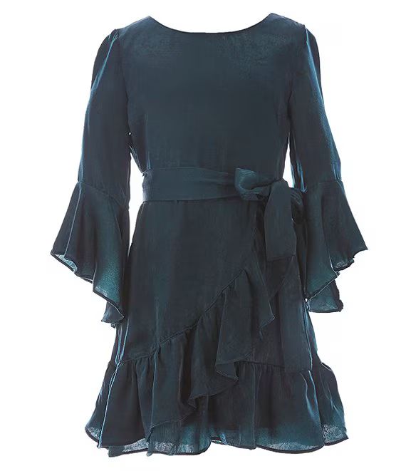 GB Girls Big Girls 7-16 Ruffle-Sleeve Faux-Wrap Dress | Dillard's | Dillard's