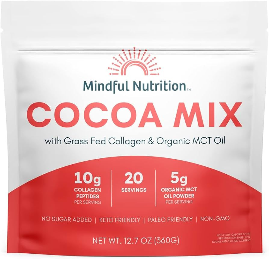 Mindful Nutrition Protein Keto Hot Chocolate Mix with Non-GMO Bovine Collagen & Organic MCT Oil P... | Amazon (US)