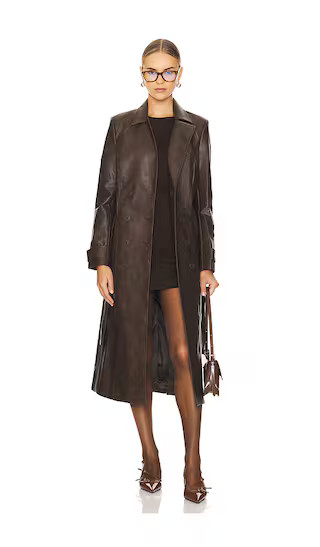 Faux Leather Trench Coat in Dark Chocolate | Revolve Clothing (Global)