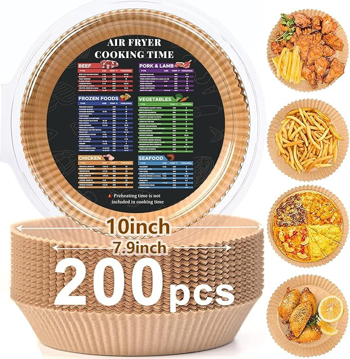 200PCS Air Fryer Liners Disposable: Round 7.9 Inch Non-Stick Airfryer Paper Liners - Food Grade P... | Amazon (US)