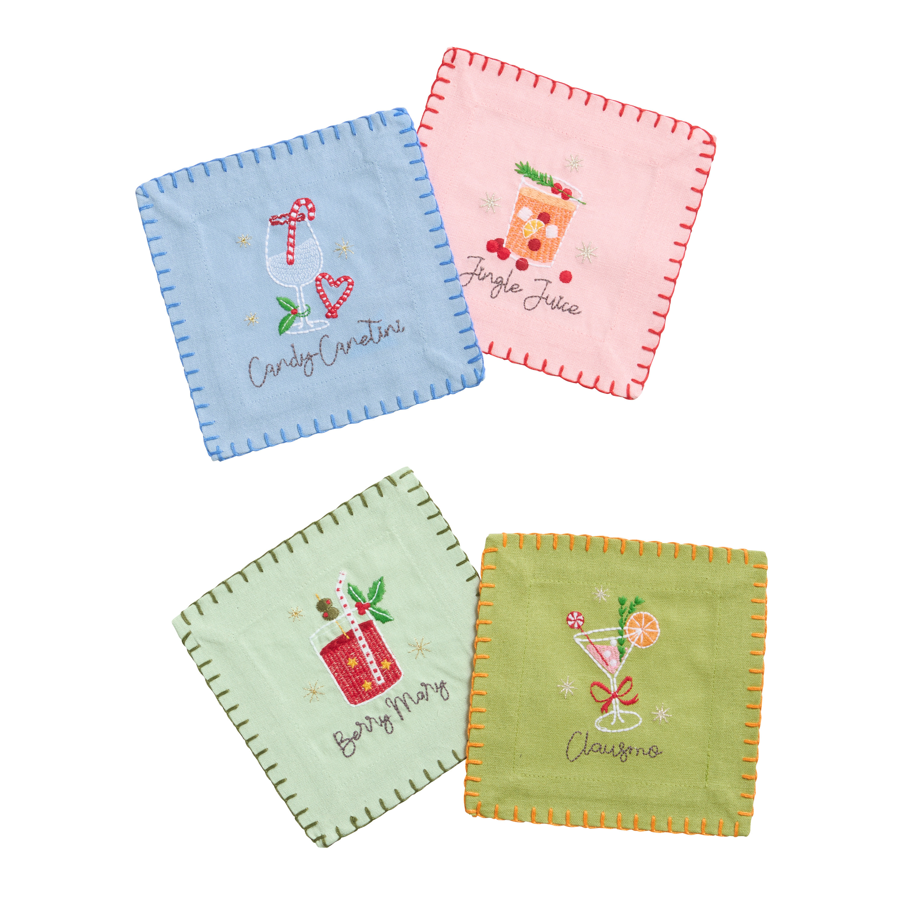Merry Kitschmas Embroidered Cocktail Napkins 4 Pack | World Market