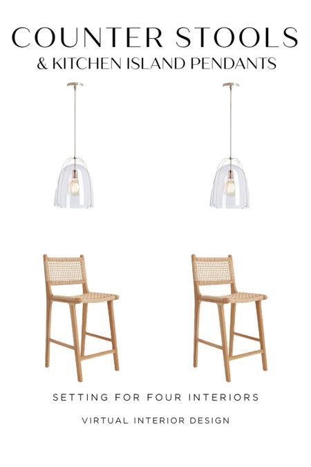 Kitchen counter stools and island pendants that coordinate.
Organic modern style.

Lighting, woven stool, wood, brass, transitional, farmhouse

Virtual Interior Design
Setting For Four Interiors

#LTKstyletip #LTKhome #LTKFind
