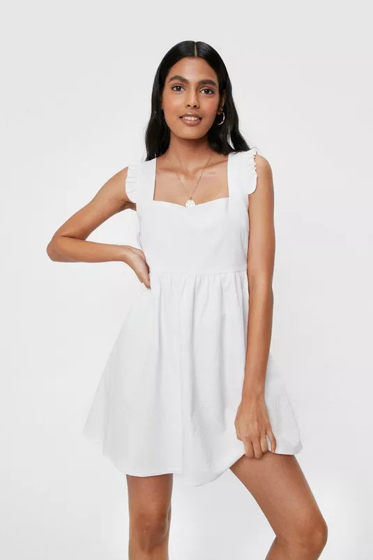 Sleeveless Ruffle Strap Mini Smock Dress | Nasty Gal (US)