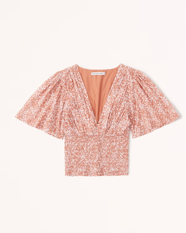 Flutter Sleeve Smocked Waist Top | Abercrombie & Fitch (US)