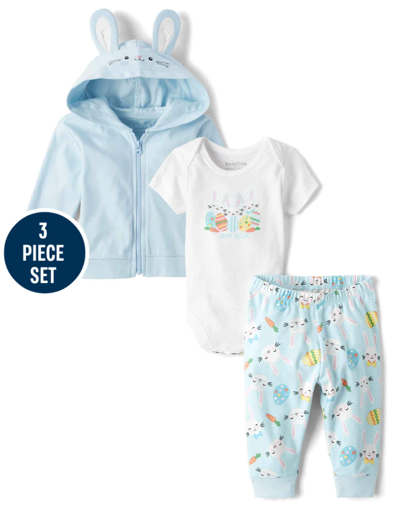 Baby Boys Bunny 3-Piece Playwear Set - lt robin | The Children's Place