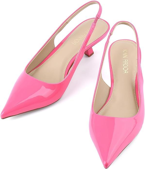 JENN ARDOR Slingback Heels for Women Low Heels Dress Shoes Kitten Pumps Dressy Heeled Sandals Wid... | Amazon (US)