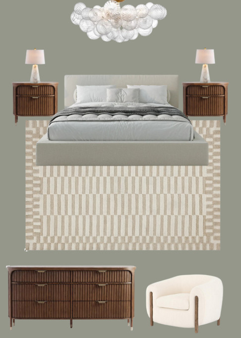 Primary bedroom, isla dressers, Anthropologie, Chris loves Julia, rug, soft frame, evergreen fog, master bedroom, target, wayfair, home, design