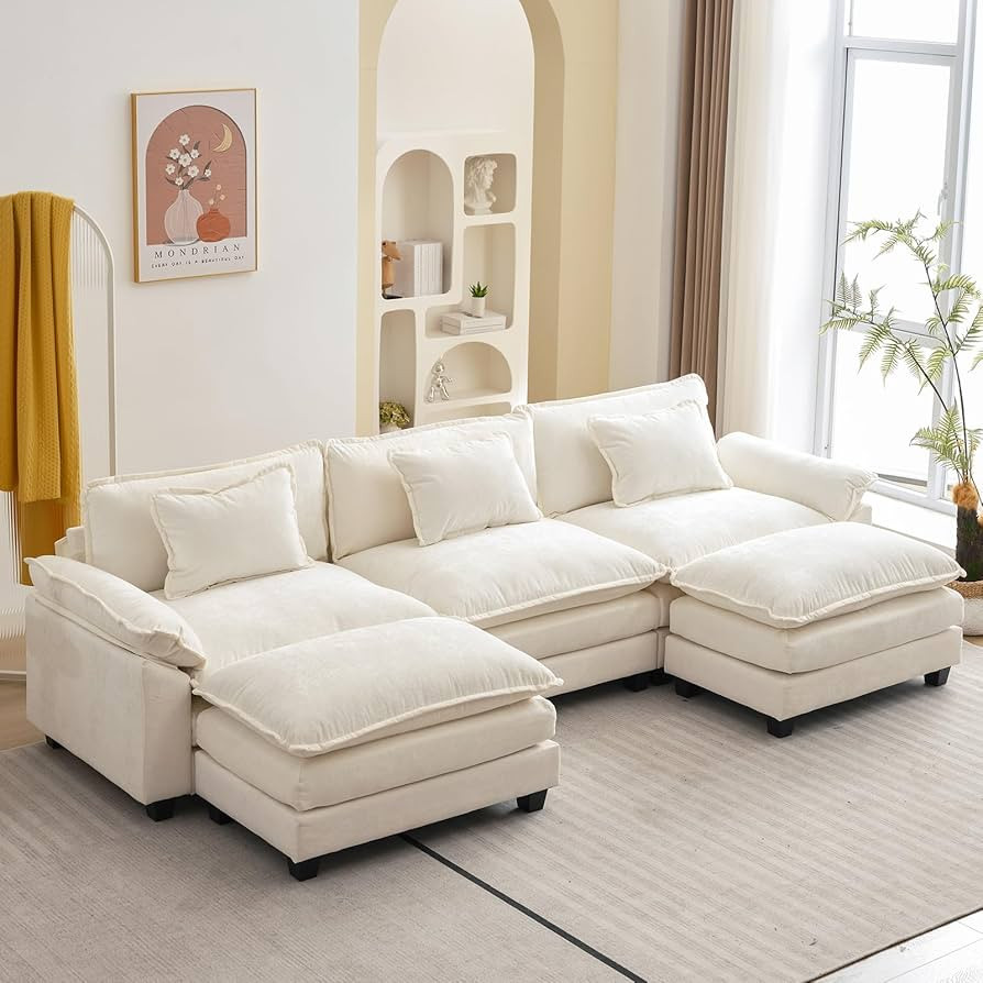 Oprisen 120" Modular Sectional Sofa, Comfy Deep Cloud Couch with Ottoman | Amazon (US)