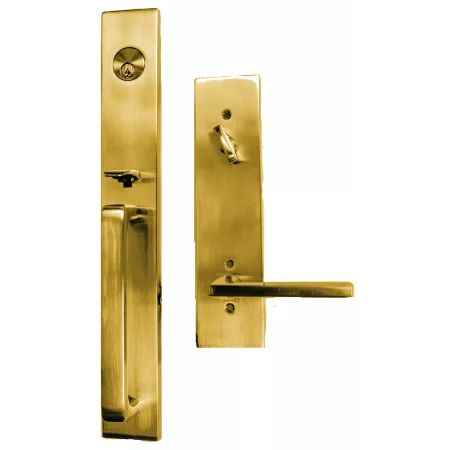 Emtek 4819US4 Satin Brass Lausanne Single Cylinder Keyed Entry Handleset from the Contemporary Colle | Build.com, Inc.