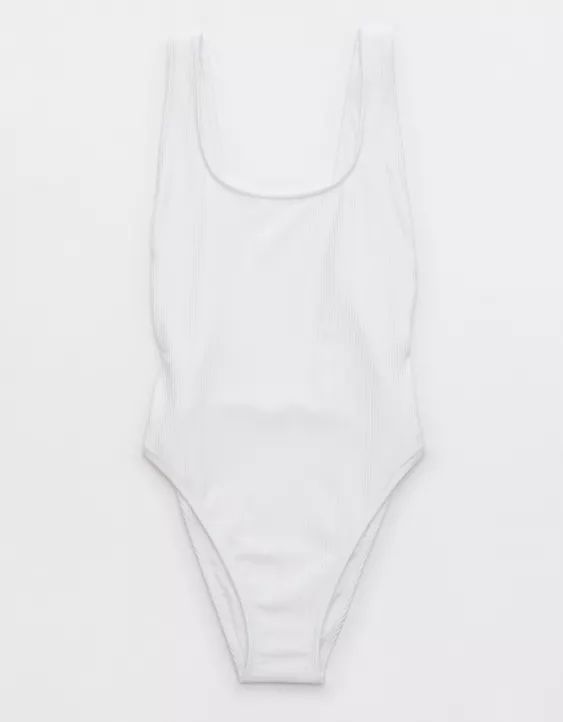 Aerie Shine Rib Birthday Scoop Cheekiest One Piece Swimsuit | American Eagle Outfitters (US & CA)