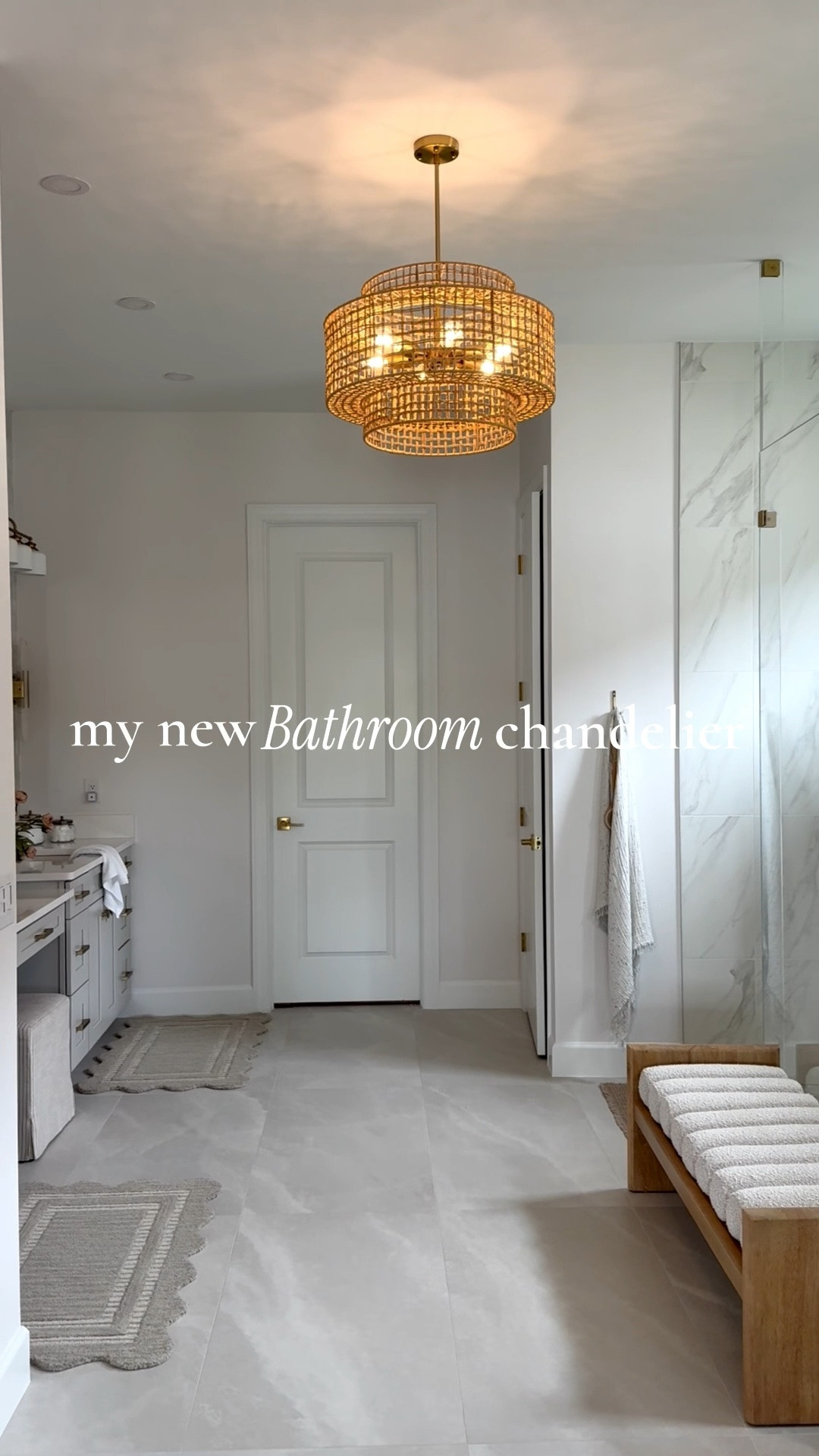 Finally found a chandelier for our bathroom! I love how this adds some warmth and texture to this space! ✨




#bathroomlighting #bathroomdecor #primarybath #bathroominspo #bathroomremodel #chandelier #bathroomchandelier #wayfair #rattanlightfixture