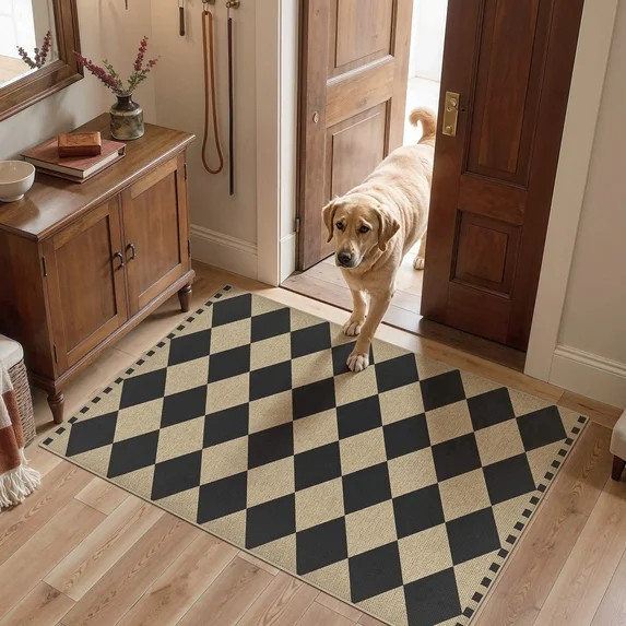 UERMEI Checkered Easy Jute 3'x5' Area Rug, Washable Rugs for Entryway Indoor Outdoor Living Room ... | Walmart (US)