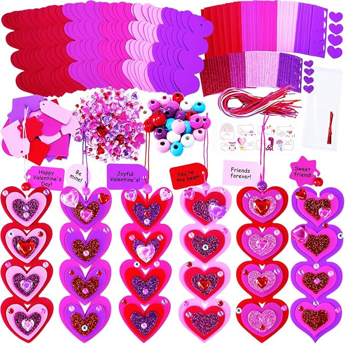 Winlyn 36 Sets Valentine's Day Decorations DIY Heart Bookmarks Valentine Craft Kits Blank Foam He... | Amazon (US)