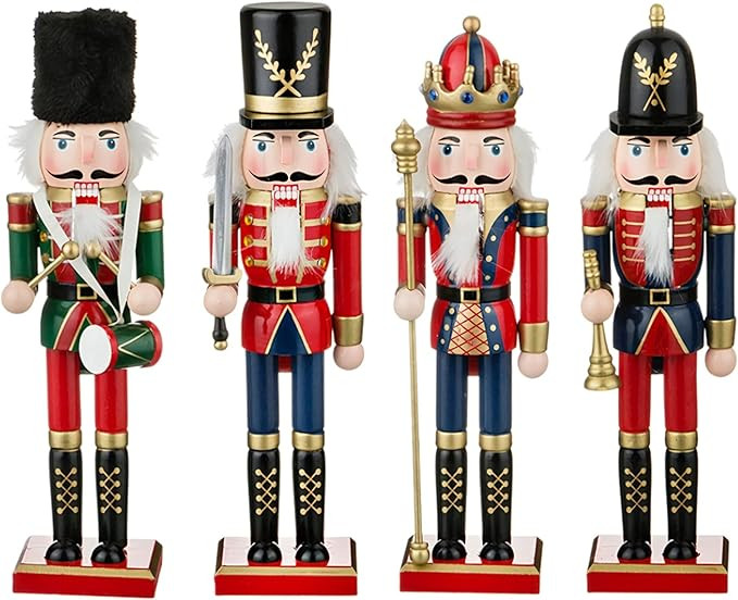 Wooden Nutcracker Ornaments Christmas Decoration Figures Puppet Home Decor (12 Inch) (Set) | Amazon (US)