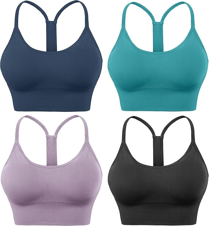 Evercute Racerback Sports Bras Padded Y Racer Back Cropped Bras for Yoga Workout Fitness Low Impa... | Amazon (US)