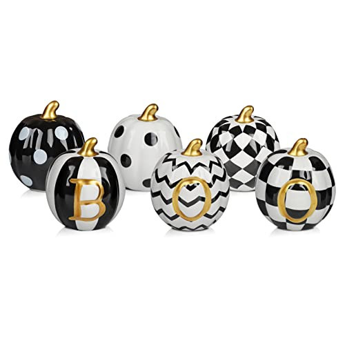 Set of 6 Ceramic Halloween Pumpkin Decor for Indoor Halloween Decorations | Amazon (US)