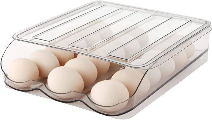 MesRosa Egg Holder for Fridge, Automatically Rolling Egg Storage Container for Refrigerator,Large... | Amazon (US)