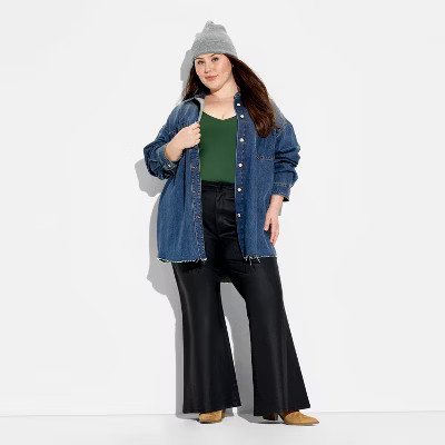 Women's Long Sleeve Button-Down Denim Shirt - Wild Fable™ Medium Wash | Target