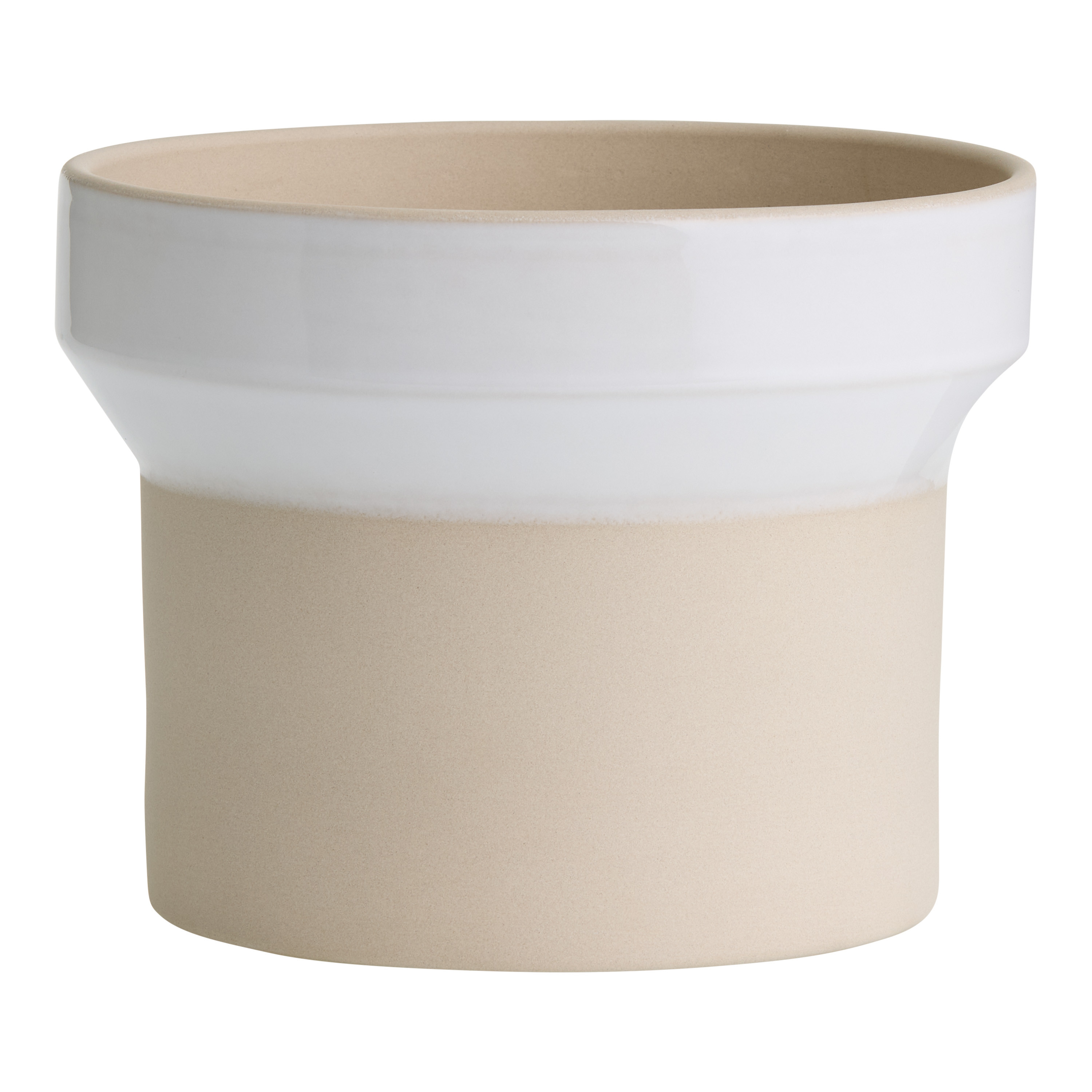White Banded Stoneware Planter | World Market
