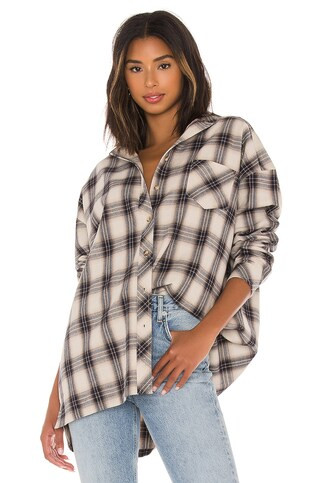 Lovers and Friends Gela Oversized Top in Nude Plaid from Revolve.com | Revolve Clothing (Global)