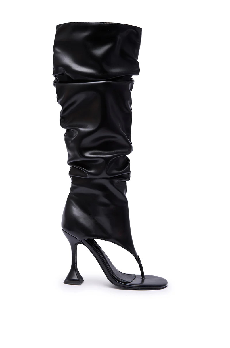 AZALEA WANG CECILL BLACK RUCHED UPPER GLADIATOR SANDAL | AKIRA