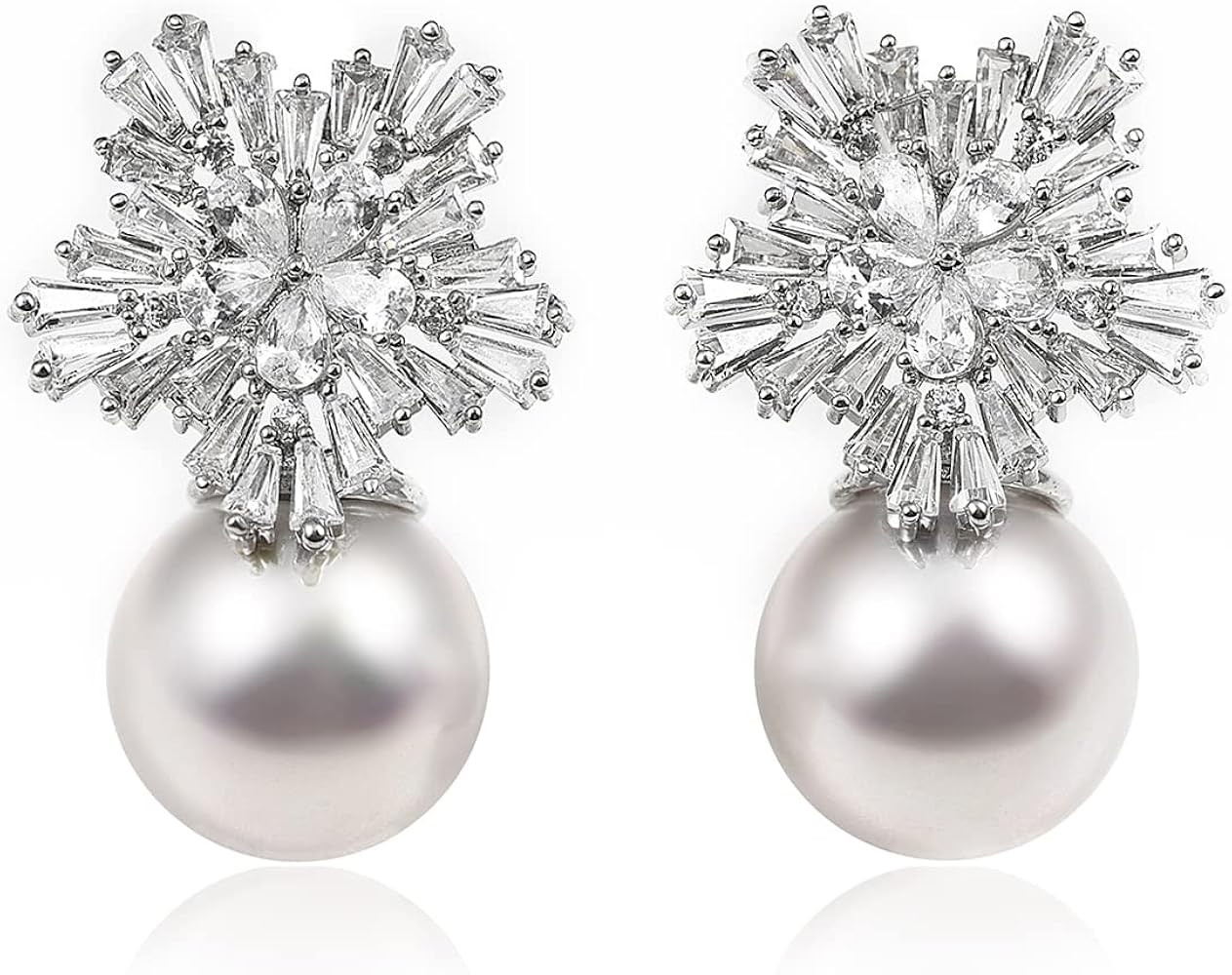 Fashion Chic Simulated Pearl Studs Snowflake Earrings For Women | Amazon (US)