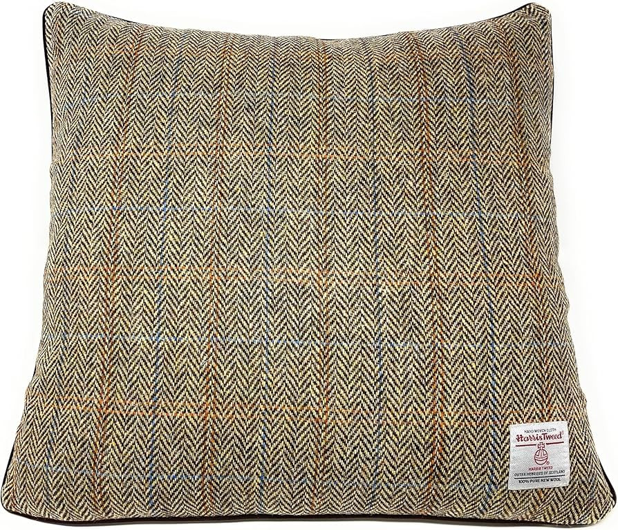 Harris Tweed Brown Herringbone Double Sided Square Cushion Throw Pillow Cover | Amazon (US)