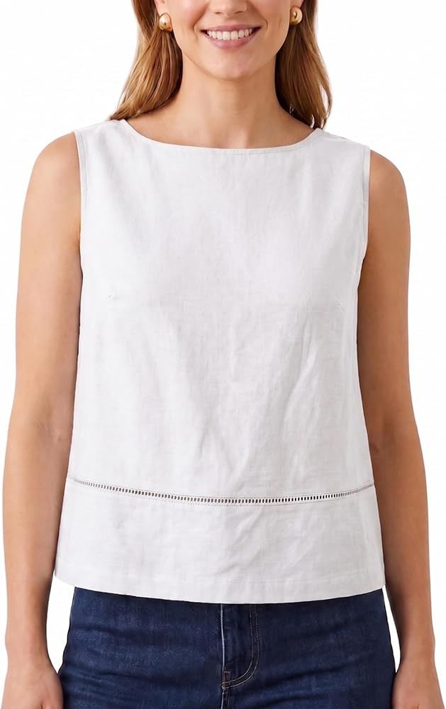 Linen Tank Tops for Women Casual Boat Neck Sleeveless Shirt Summer Fall Boho Relaxed Fit Tunic To... | Amazon (US)