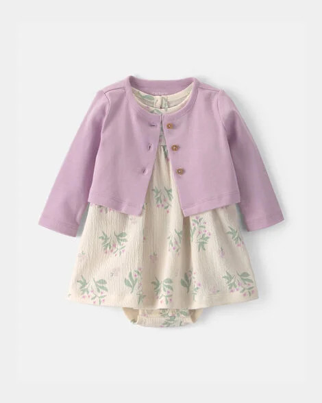 Baby Girl 2-Piece Floral Cardigan Dress Set - Purple | Carter's | Carter's Inc