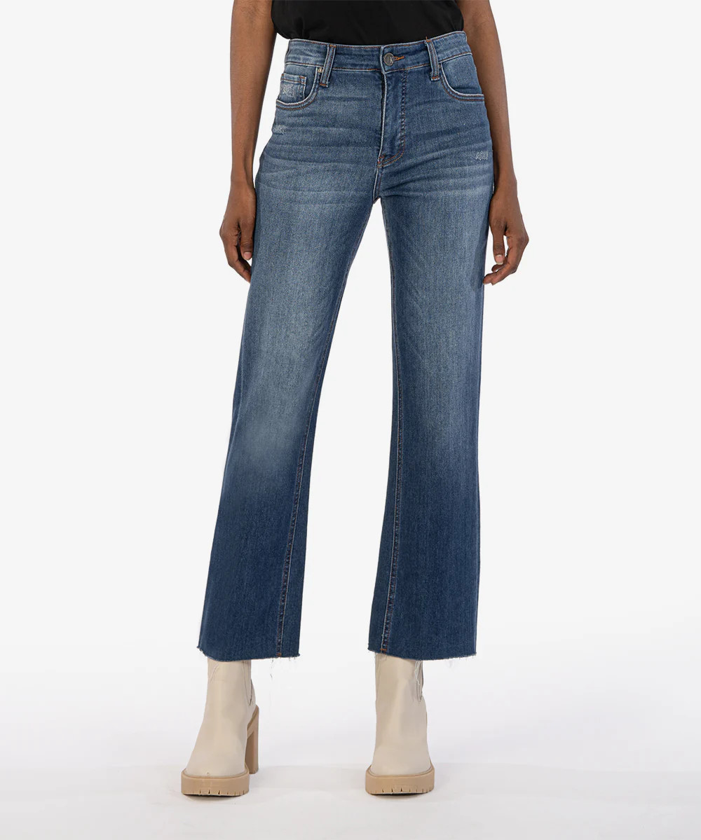 Kelsey High Rise Fab Ab Ankle Flare (Royal Wash) - 10 / Royal W/Dk Stone Base Wash - Kut from the... | Kut From Kloth