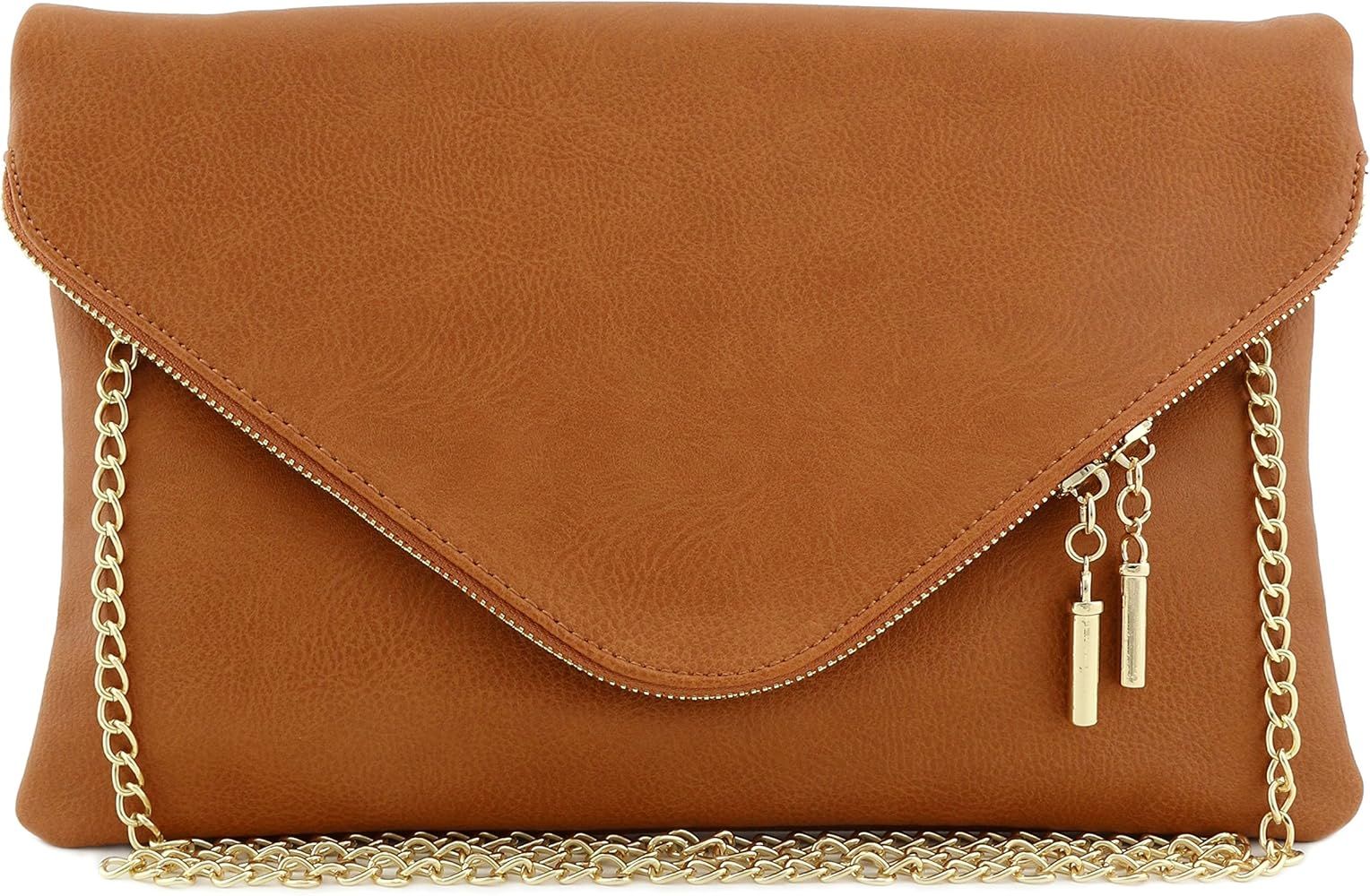 Large Envelope Clutch Bag with Chain Strap (Rose Gold): Handbags: Amazon.com | Amazon (US)
