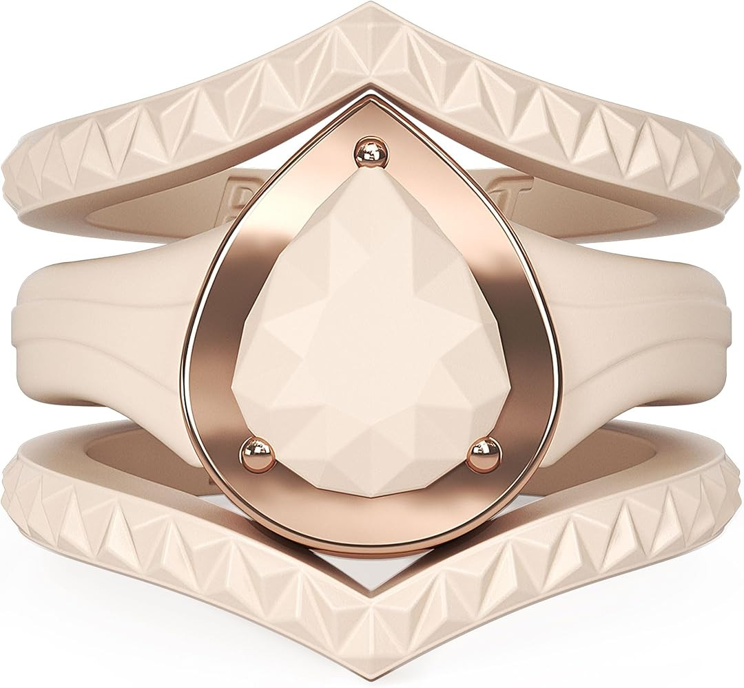 Rinfit Silicone Rings Women - Promise Ring, Silicone Wedding Bands for Her - Metal Framed Silicon... | Amazon (US)