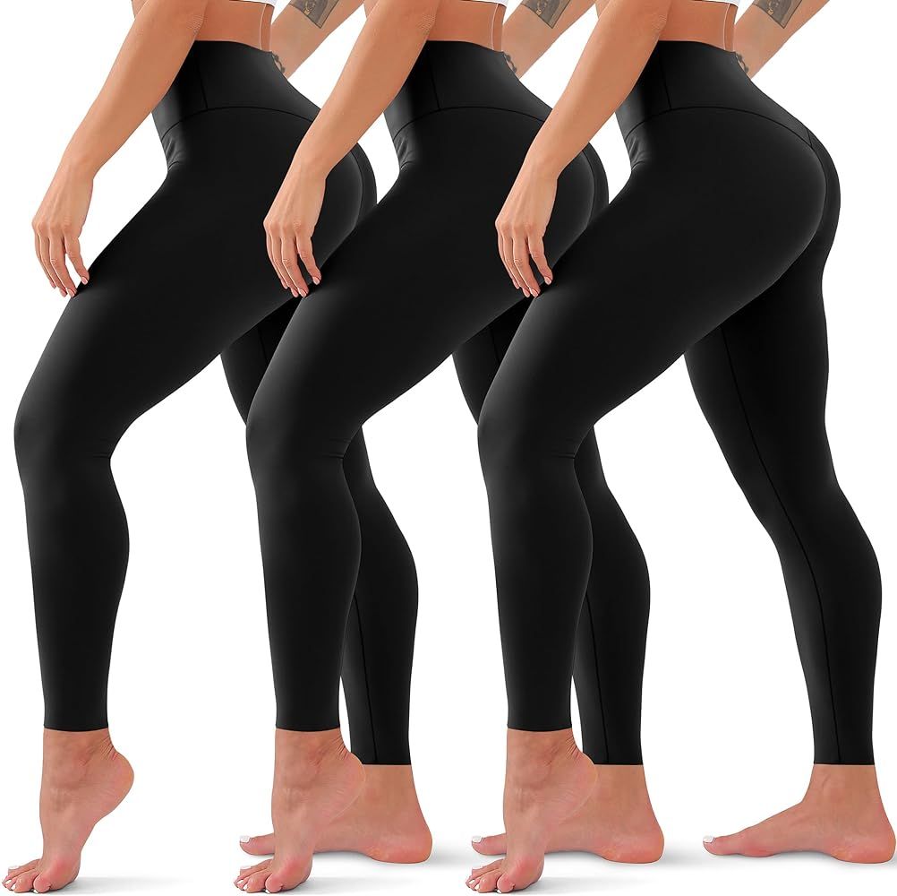 3 Pack High Waisted Leggings for Women No See Through Yoga Pants Tummy Control Leggings for Worko... | Amazon (US)