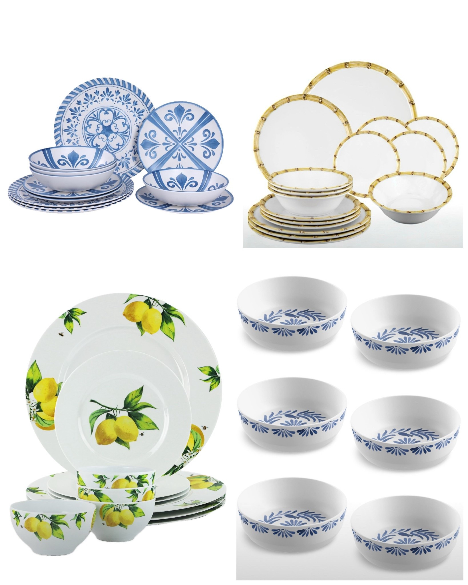 Entertaining outside? You need these sets. All made of indestructible melamine - great for outdoors, indoors, kids etc.

Table top dishes tray plates dishware blue and white traditional home decor serving tray bamboo summer tableware bowls

#LTKHome #LTKStyleTip #LTKSeasonal