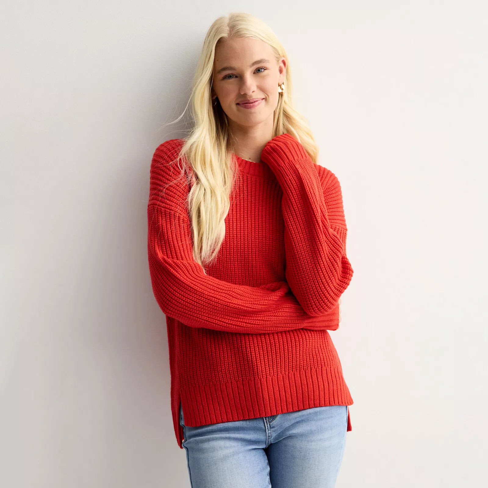 Juniors' SO® Essential Crewneck Pullover Sweater, Girl's, Size: Small, Red Tulip | Kohl's