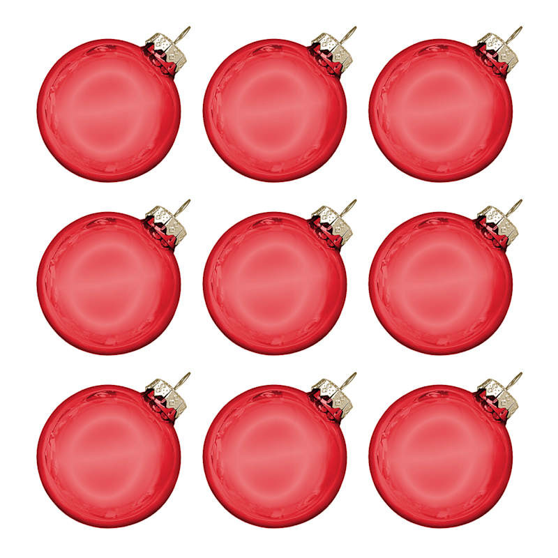 9-Count Red Shiny Glass Ornaments, 65mm | At Home