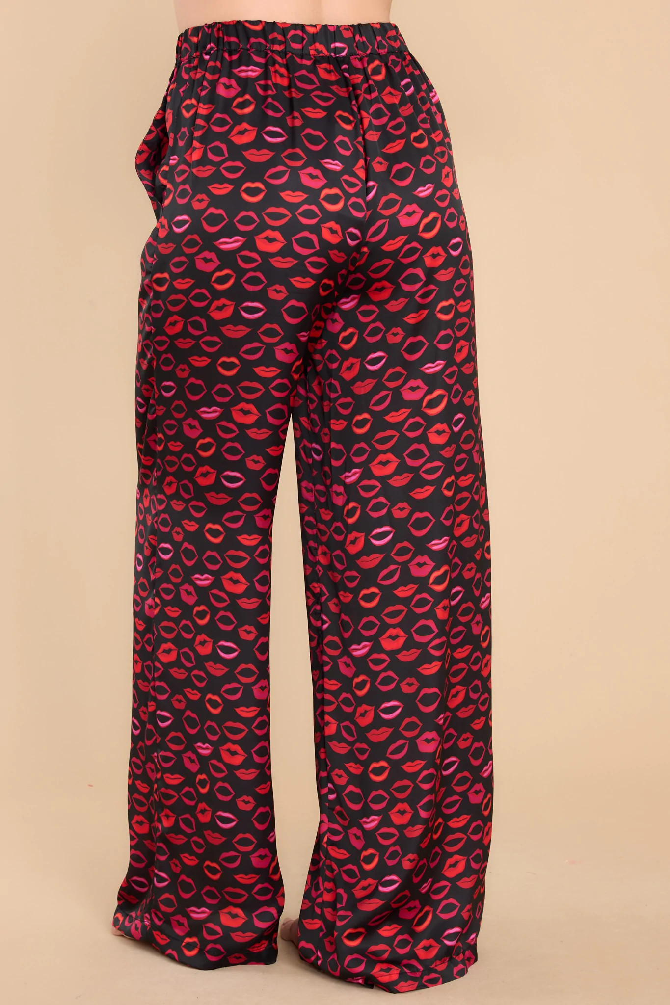 Kiss Me More Black Multi Print Pajama Pants | Red Dress 