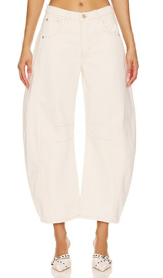 Free People x We The Free Good Luck Mid Rise Barrel Jeans in Cream. - size 32 | Revolve Clothing (Global)