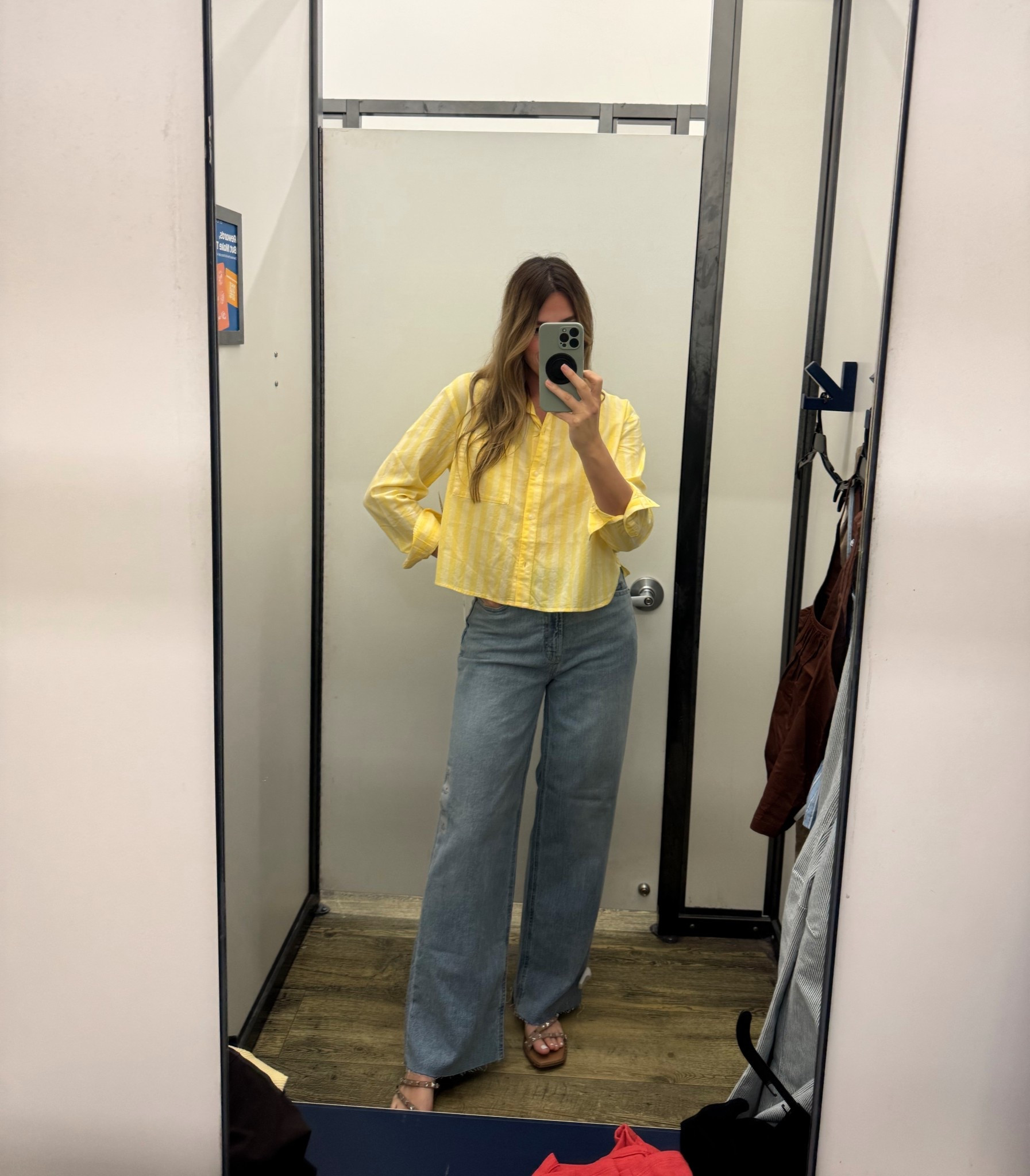 These wide leg jeans and button down cropped yellow top are so comfy casual from Old Navy!

#LTKTall #LTKOver40 #LTKootd