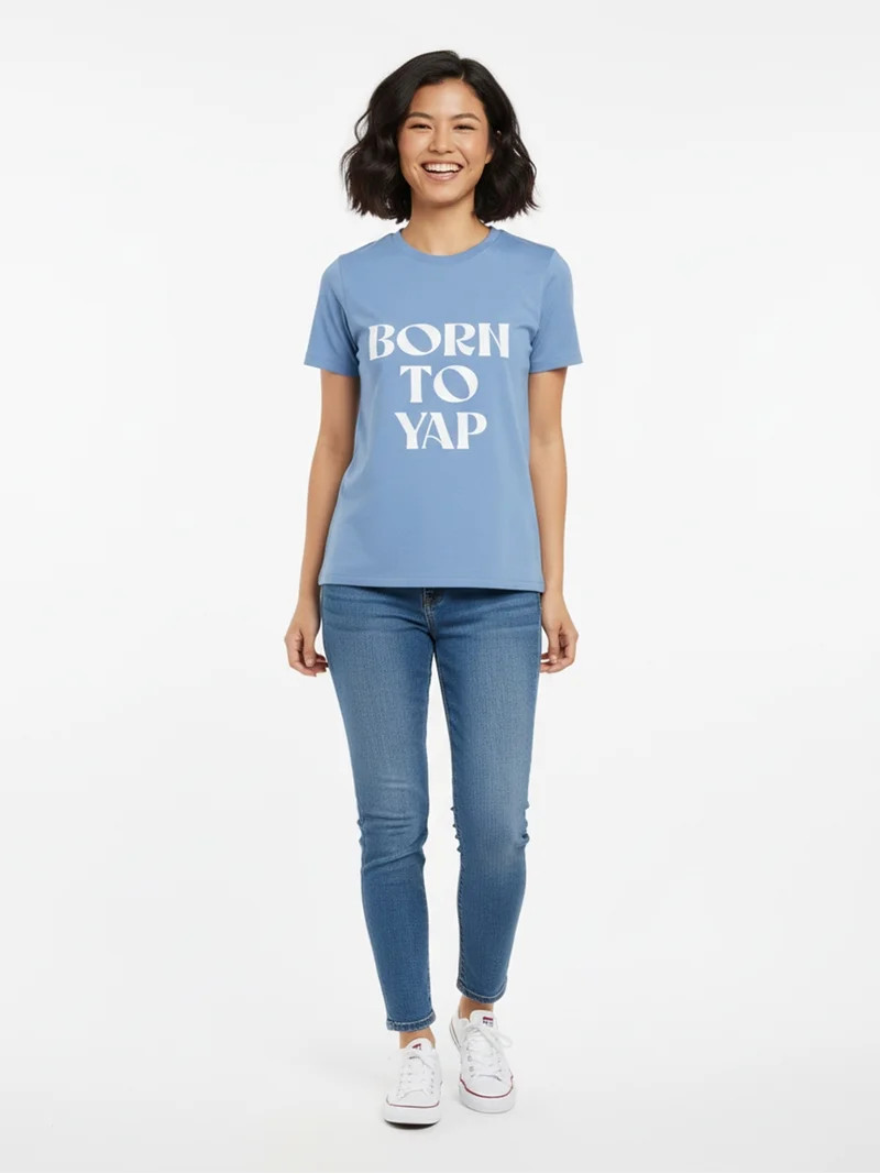 Born to Yap Women's Graphic Everyday Tee with Short Sleeves, Sizes XXS-XXL | Walmart (US)
