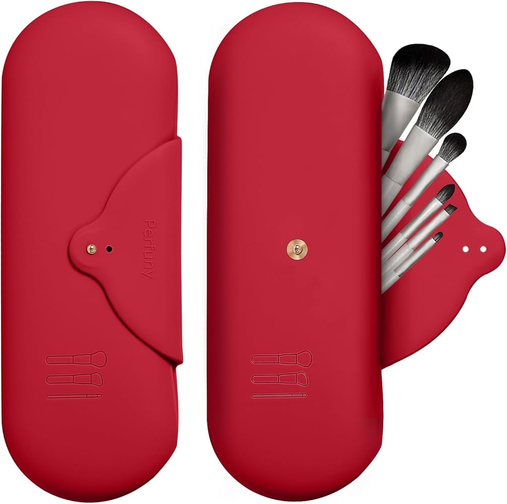 Perfuny Makeup Brush Bag Travel Makeup Brush Holder Silicone Makeup Brush Pouch Cosmetic Bag Makeup  | Amazon (US)