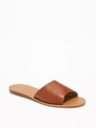 Old Navy Faux Leather Slide Sandals For Women Size 10 - Cognac brown | Old Navy US