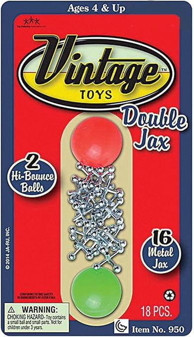 JA-RU Vintage Metal Jacks Game Set/Two Bouncy Balls.(1 Pack) Mini Jax Toy. Classic Family Retro C... | Amazon (US)