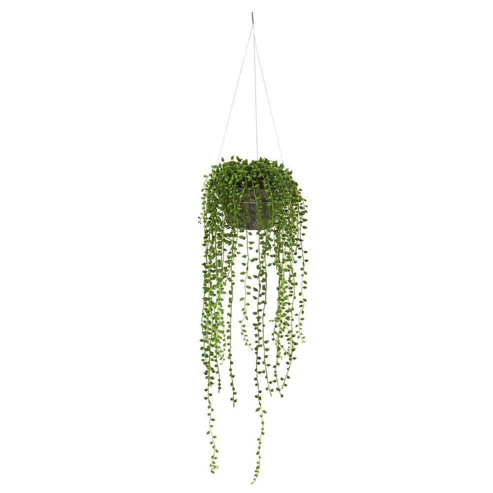 21"" x 6"" Artificial String of Pearl Plant in Hanging Basket - Nearly Natural | Target