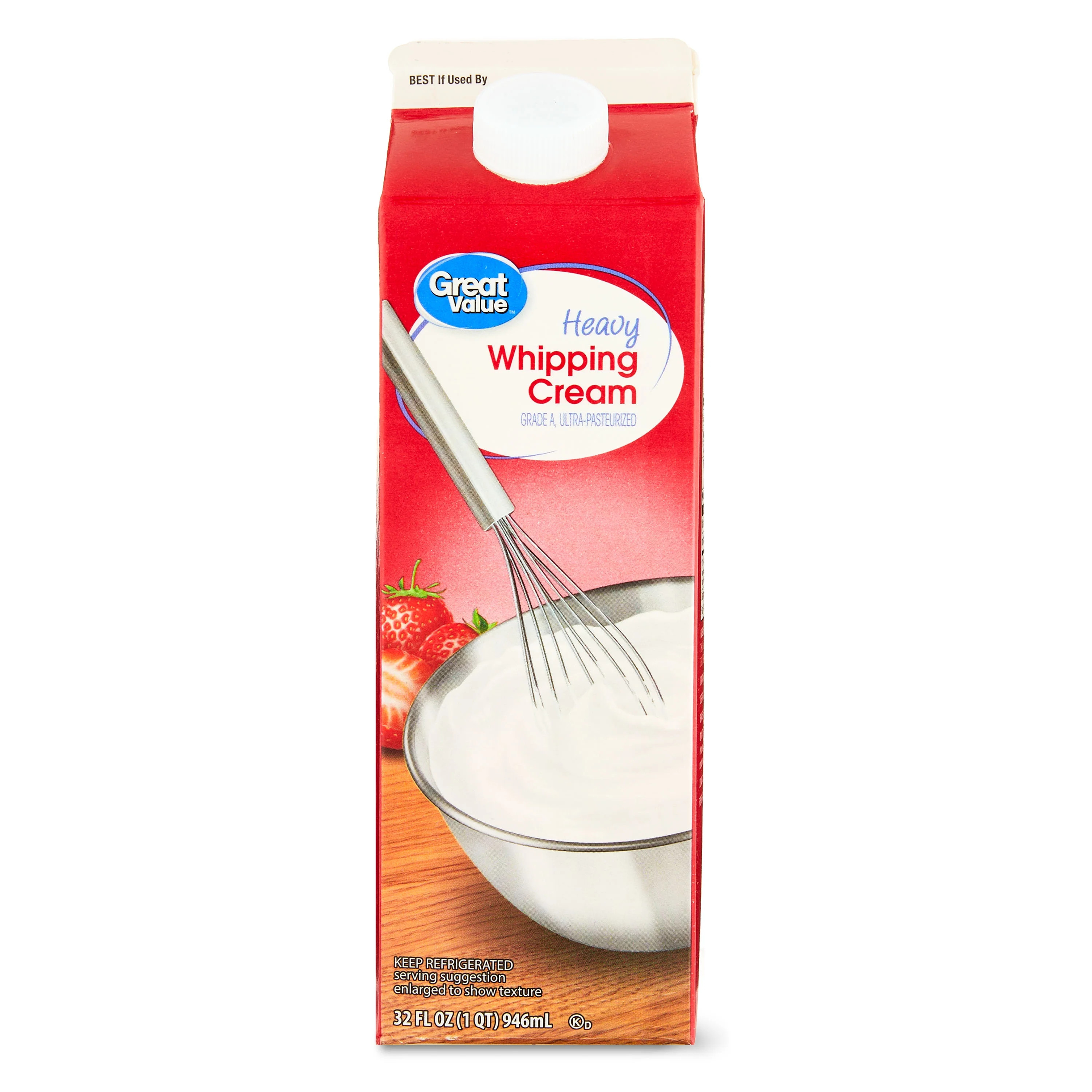 Great Value Ultra-Pasteurized Real Heavy Whipping Cream, 32 Oz - Walmart.com | Walmart (US)