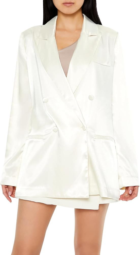 Forever 21 Womens Satin Double-Breasted Blazer | Amazon (US)