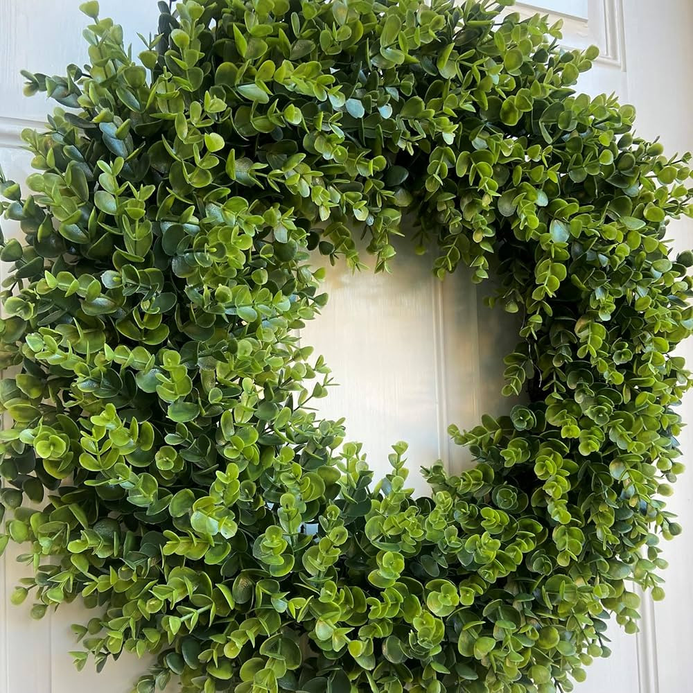 Haute Decor 24 Inch Premium Artificial Boxwood Wreath - Spring or Summer Wreath for Front Door - ... | Amazon (US)