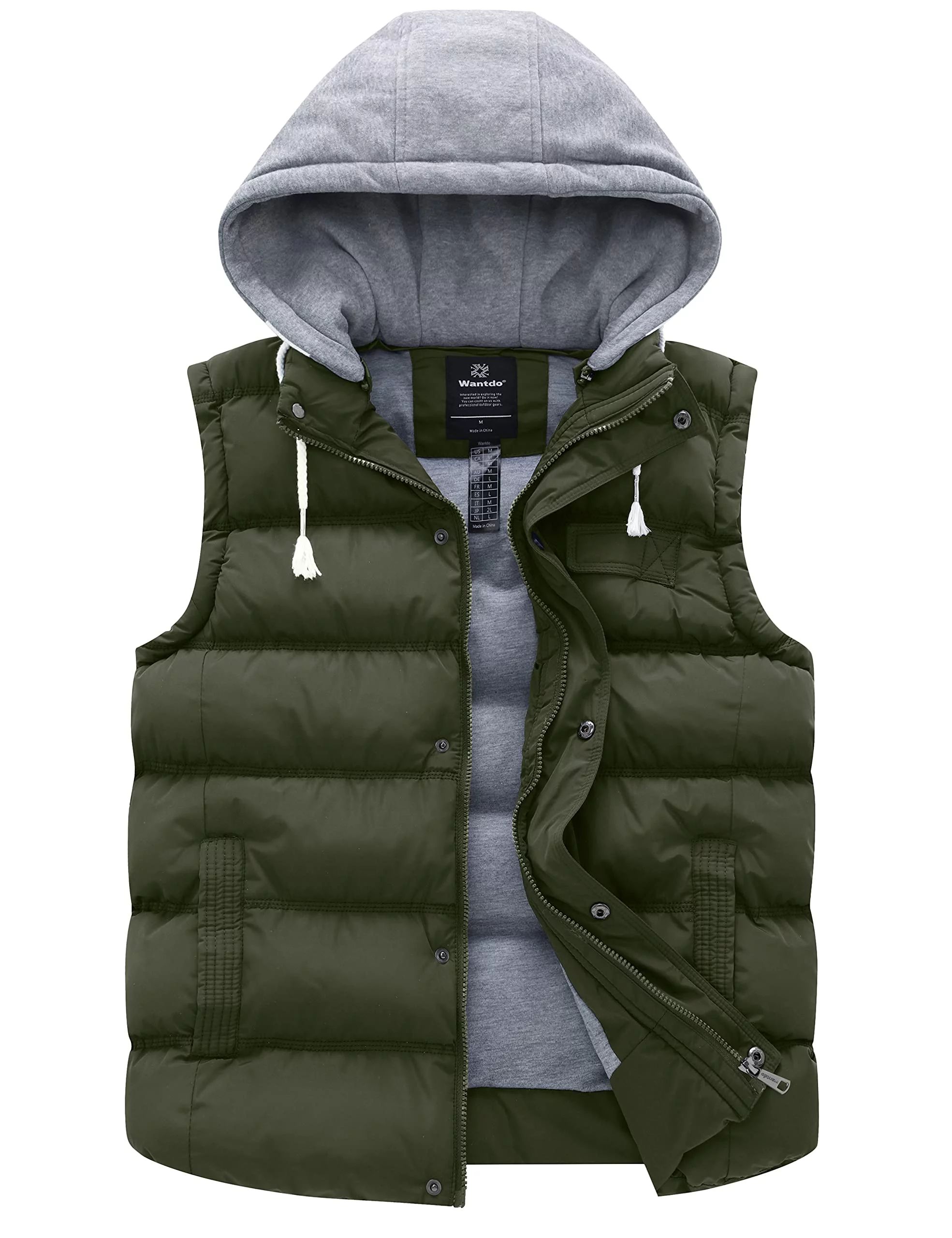 Wantdo Women's Warm Winter Vest Jacket Insulated Sleeveless Coat with Hood Olive Size S - Walmart... | Walmart (US)